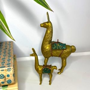 Vintage Pair of Brass Alpacas